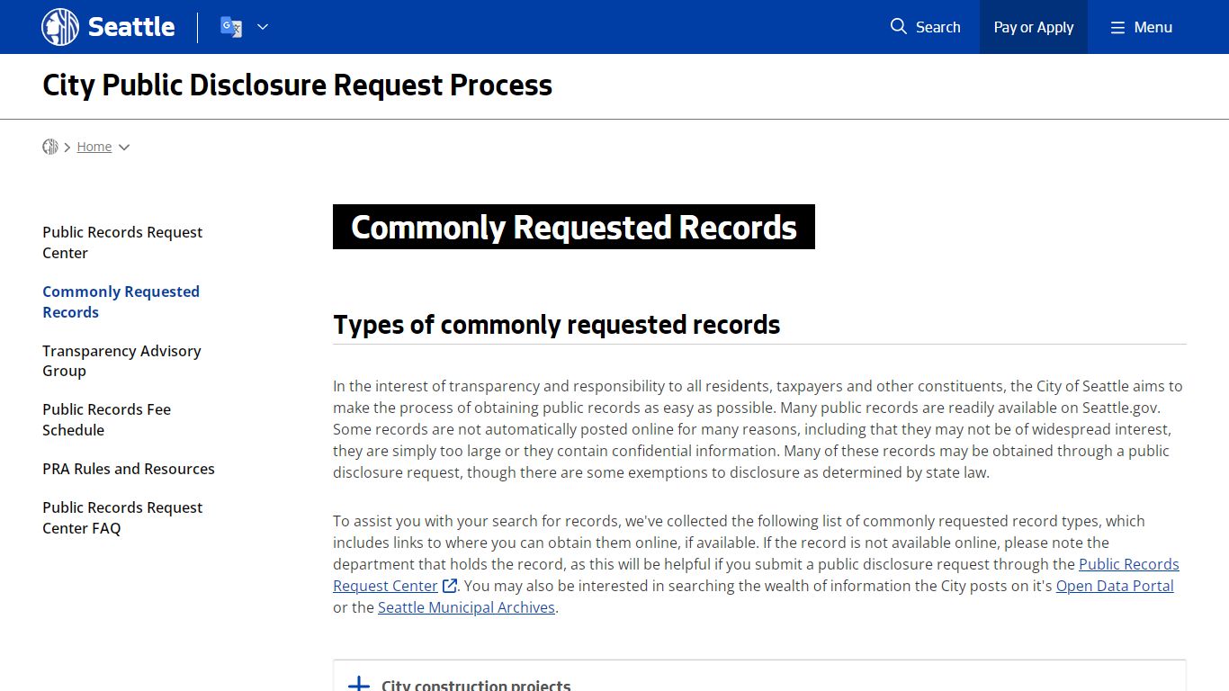 Commonly Requested Records - Public Records | seattle.gov